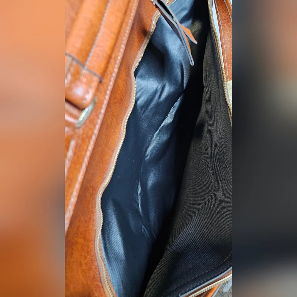 Scovill Cognac Faux Leather Garment Bag